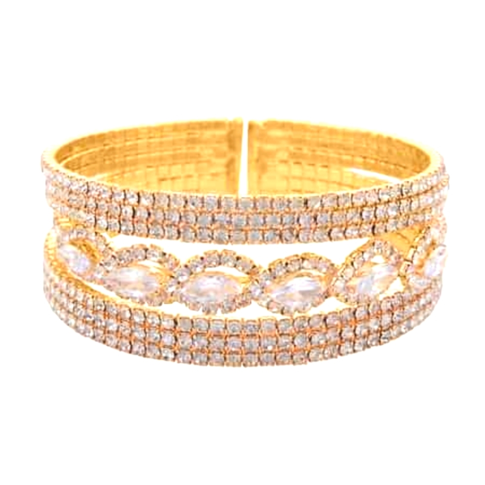 Austrian crystal cuff bracelet in gold or silver tone. - Picture 1 of 6